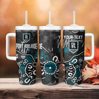 Personalized Port Adelaide Power Tumbler With Handle Aboriginal Dot Painting Graffiti Style