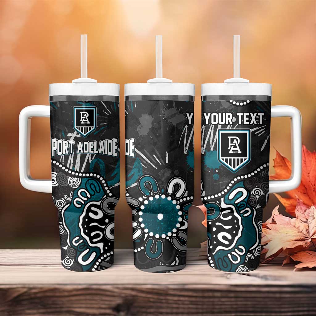 Personalized Port Adelaide Power Tumbler With Handle Aboriginal Dot Painting Graffiti Style