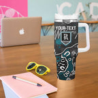 Personalized Port Adelaide Power Tumbler With Handle Aboriginal Dot Painting Graffiti Style