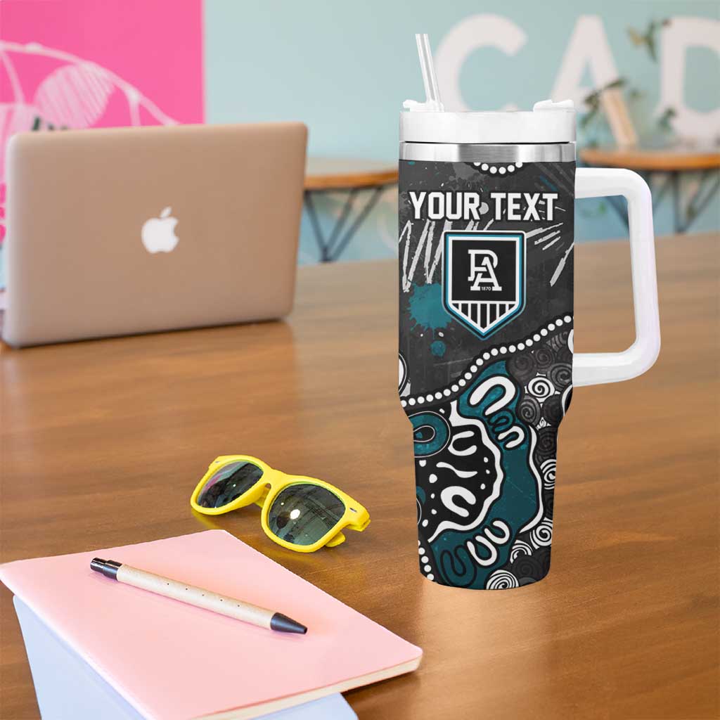 Personalized Port Adelaide Power Tumbler With Handle Aboriginal Dot Painting Graffiti Style