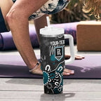 Personalized Port Adelaide Power Tumbler With Handle Aboriginal Dot Painting Graffiti Style