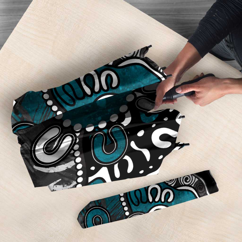 Personalized Port Adelaide Power Umbrella Aboriginal Dot Painting Graffiti Style