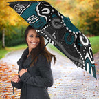 Personalized Port Adelaide Power Umbrella Aboriginal Dot Painting Graffiti Style