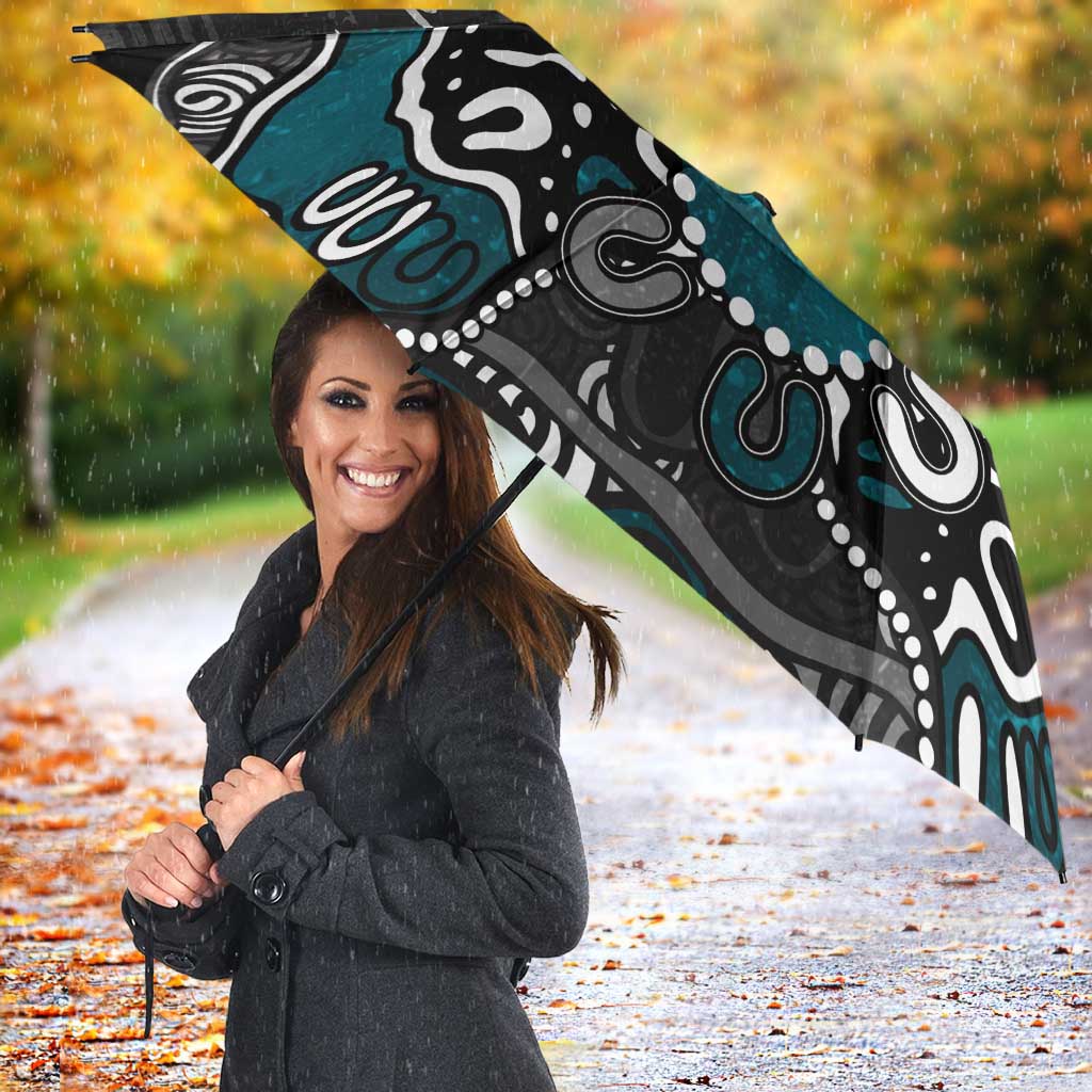 Personalized Port Adelaide Power Umbrella Aboriginal Dot Painting Graffiti Style