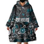 Personalized Port Adelaide Power Wearable Blanket Hoodie Aboriginal Dot Painting Graffiti Style