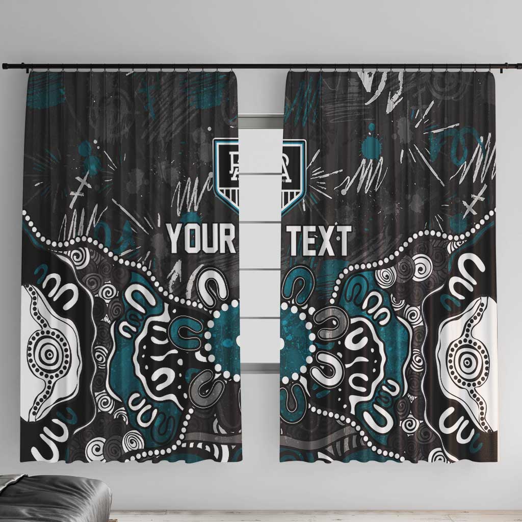 Personalized Port Adelaide Power Window Curtain Aboriginal Dot Painting Graffiti Style