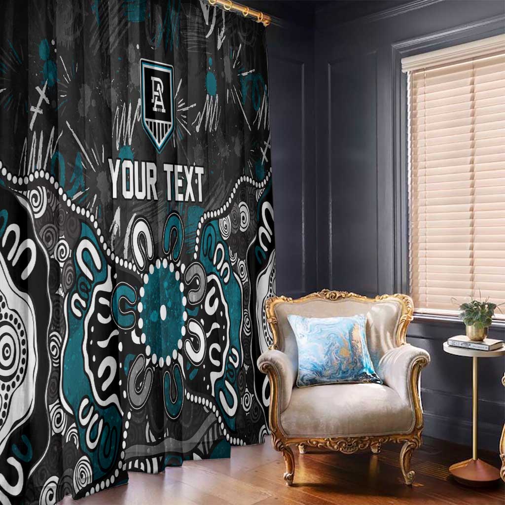 Personalized Port Adelaide Power Window Curtain Aboriginal Dot Painting Graffiti Style