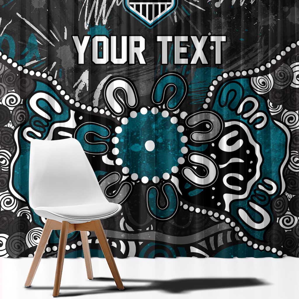 Personalized Port Adelaide Power Window Curtain Aboriginal Dot Painting Graffiti Style
