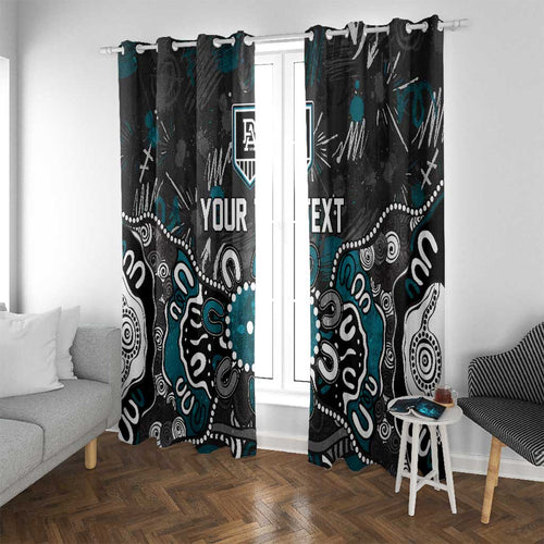 Personalized Port Adelaide Power Window Curtain Aboriginal Dot Painting Graffiti Style