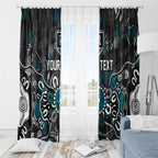 Personalized Port Adelaide Power Window Curtain Aboriginal Dot Painting Graffiti Style