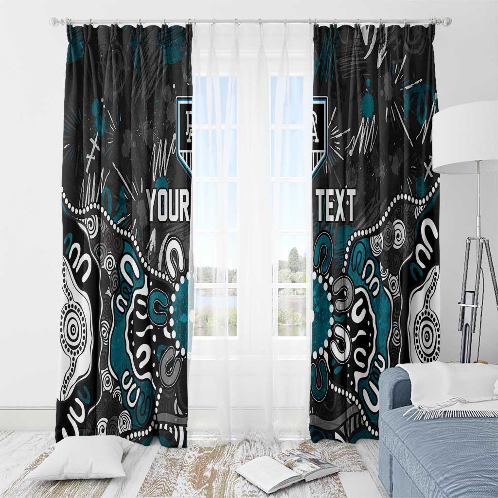 Personalized Port Adelaide Power Window Curtain Aboriginal Dot Painting Graffiti Style