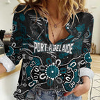 Personalized Port Adelaide Power Women Casual Shirt Aboriginal Dot Painting Graffiti Style