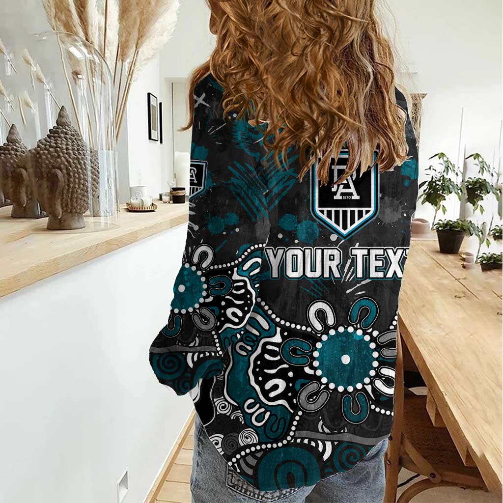 Personalized Port Adelaide Power Women Casual Shirt Aboriginal Dot Painting Graffiti Style