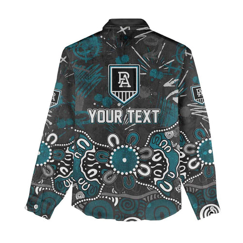 Personalized Port Adelaide Power Women Casual Shirt Aboriginal Dot Painting Graffiti Style