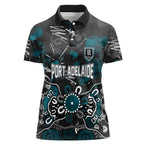 Personalized Port Adelaide Power Women Polo Shirt Aboriginal Dot Painting Graffiti Style
