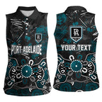 Personalized Port Adelaide Power Women Sleeveless Polo Shirt Aboriginal Dot Painting Graffiti Style