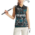 Personalized Port Adelaide Power Women Sleeveless Polo Shirt Aboriginal Dot Painting Graffiti Style