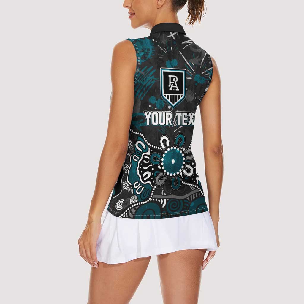Personalized Port Adelaide Power Women Sleeveless Polo Shirt Aboriginal Dot Painting Graffiti Style