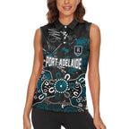 Personalized Port Adelaide Power Women Sleeveless Polo Shirt Aboriginal Dot Painting Graffiti Style