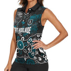 Personalized Port Adelaide Power Women Sleeveless Polo Shirt Aboriginal Dot Painting Graffiti Style
