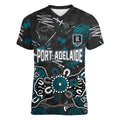 Personalized Port Adelaide Power Women V-Neck T-Shirt Aboriginal Dot Painting Graffiti Style