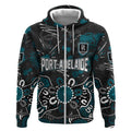 Personalized Port Adelaide Power Zip Hoodie Aboriginal Dot Painting Graffiti Style