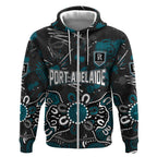 Personalized Port Adelaide Power Zip Hoodie Aboriginal Dot Painting Graffiti Style