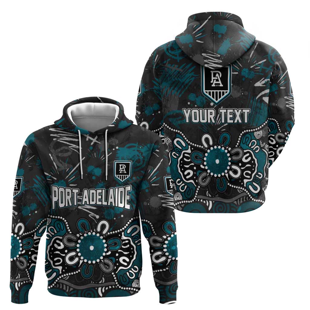 Personalized Port Adelaide Power Zip Hoodie Aboriginal Dot Painting Graffiti Style