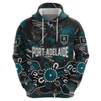 Personalized Port Adelaide Power Zip Hoodie Aboriginal Dot Painting Graffiti Style