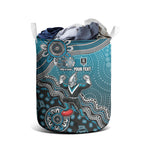 Personalized Port Adelaide Power Mascot Laundry Basket Aboriginal Dot Art Style Vibrant Indigenous Pattern Design