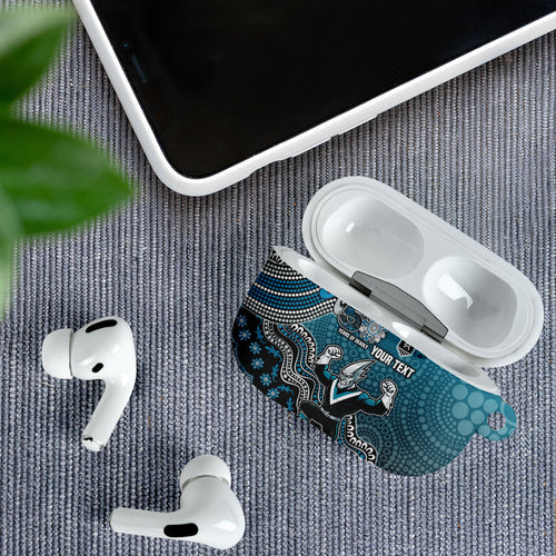 Personalized Port Adelaide Power Mascot AirPods Case Aboriginal Dot Art Style Vibrant Indigenous Pattern Design