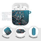 Personalized Port Adelaide Power Mascot AirPods Case Aboriginal Dot Art Style Vibrant Indigenous Pattern Design