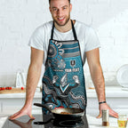 Personalized Port Adelaide Power Mascot Apron Aboriginal Dot Art Style Vibrant Indigenous Pattern Design