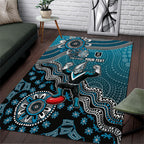 Personalized Port Adelaide Power Mascot Area Rug Aboriginal Dot Art Style Vibrant Indigenous Pattern Design