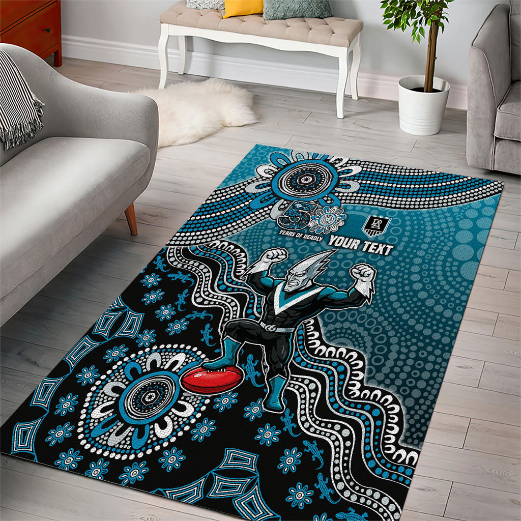 Personalized Port Adelaide Power Mascot Area Rug Aboriginal Dot Art Style Vibrant Indigenous Pattern Design