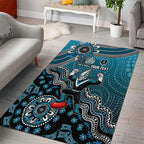 Personalized Port Adelaide Power Mascot Area Rug Aboriginal Dot Art Style Vibrant Indigenous Pattern Design