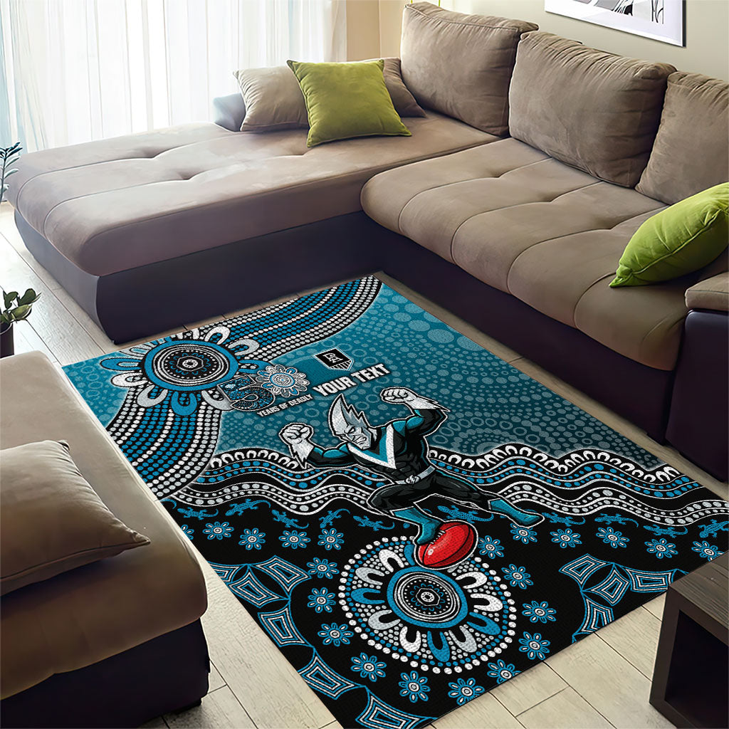 Personalized Port Adelaide Power Mascot Area Rug Aboriginal Dot Art Style Vibrant Indigenous Pattern Design