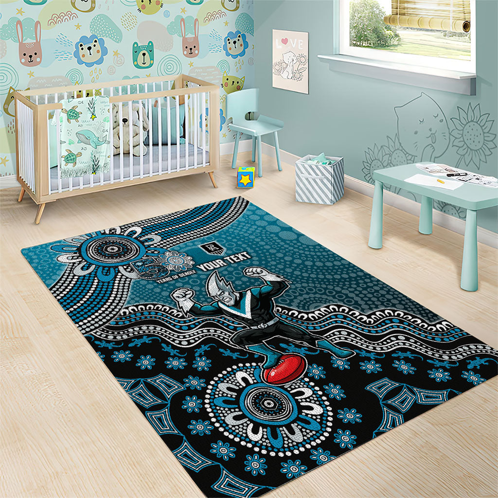 Personalized Port Adelaide Power Mascot Area Rug Aboriginal Dot Art Style Vibrant Indigenous Pattern Design