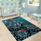 Personalized Port Adelaide Power Mascot Area Rug Aboriginal Dot Art Style Vibrant Indigenous Pattern Design