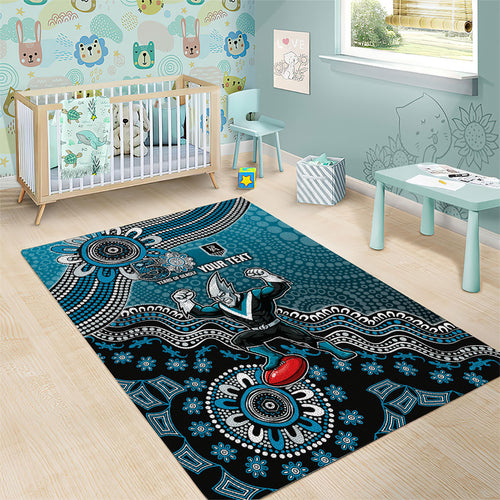Personalized Port Adelaide Power Mascot Area Rug Aboriginal Dot Art Style Vibrant Indigenous Pattern Design