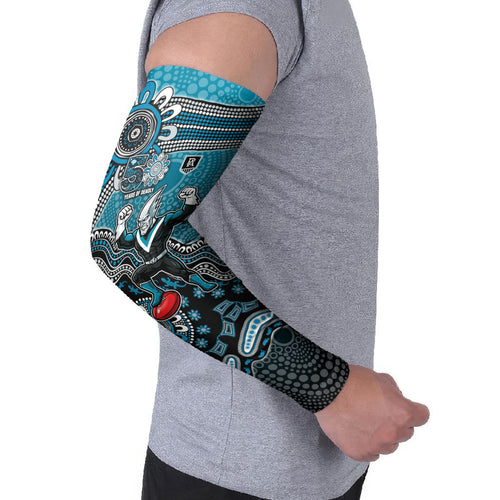 Personalized Port Adelaide Power Mascot Arm Sleeves Aboriginal Dot Art Style Vibrant Indigenous Pattern Design