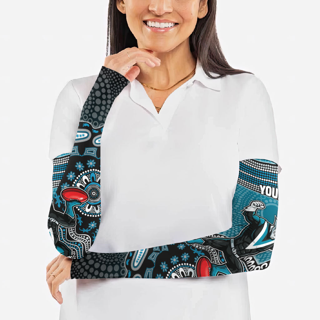 Personalized Port Adelaide Power Mascot Arm Sleeves Aboriginal Dot Art Style Vibrant Indigenous Pattern Design