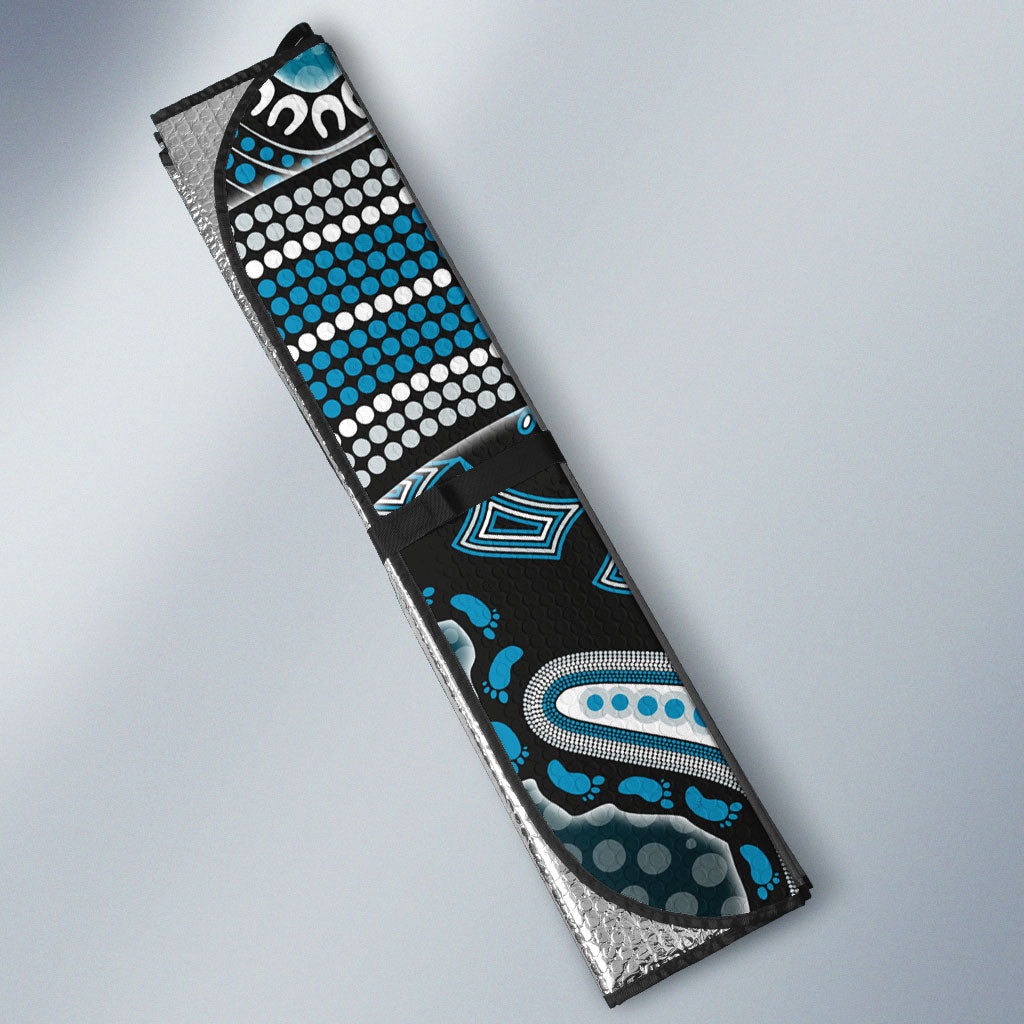 Personalized Port Adelaide Power Mascot Auto Sun Shade Aboriginal Dot Art Style Vibrant Indigenous Pattern Design