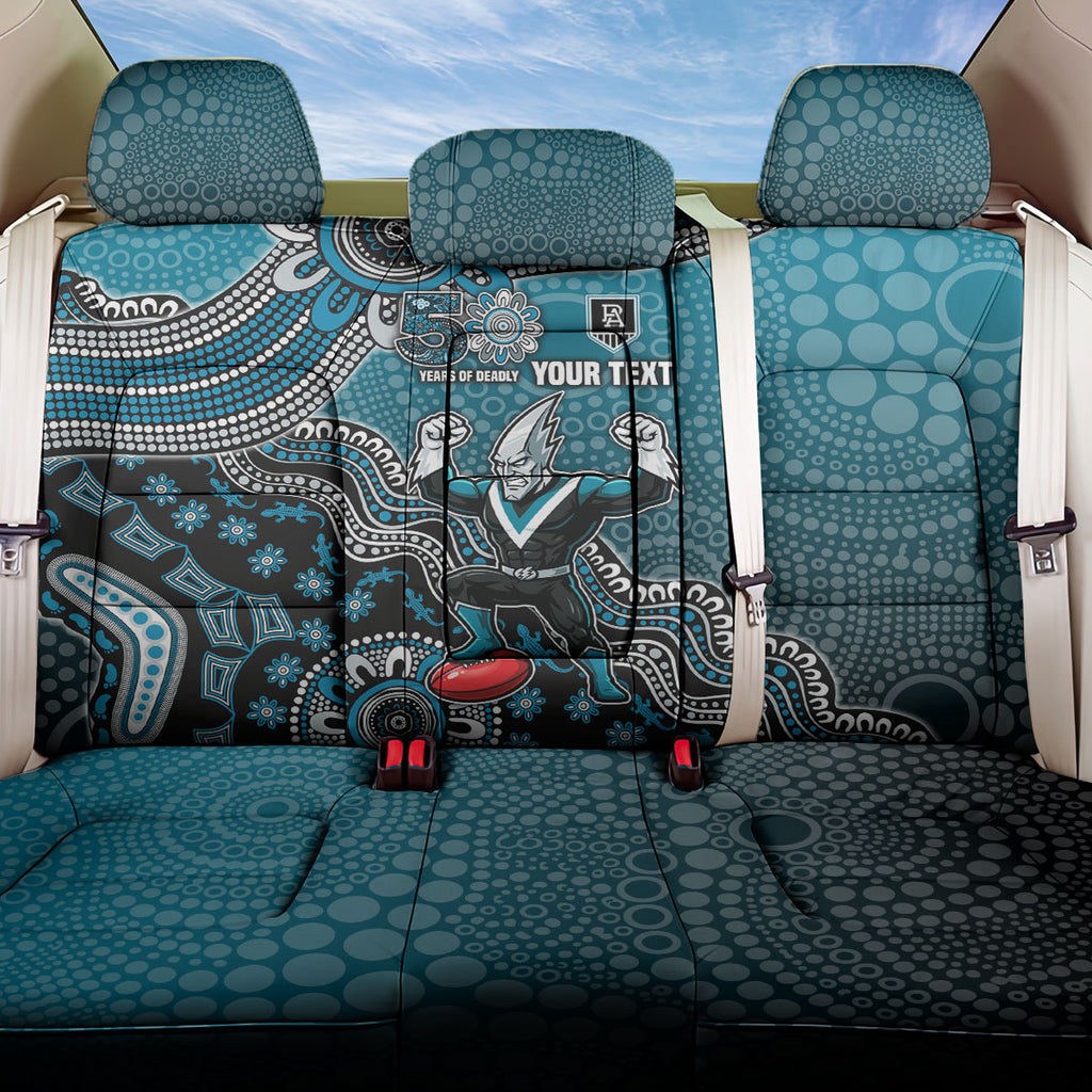 Personalized Port Adelaide Power Mascot Back Car Seat Cover Aboriginal Dot Art Style Vibrant Indigenous Pattern Design