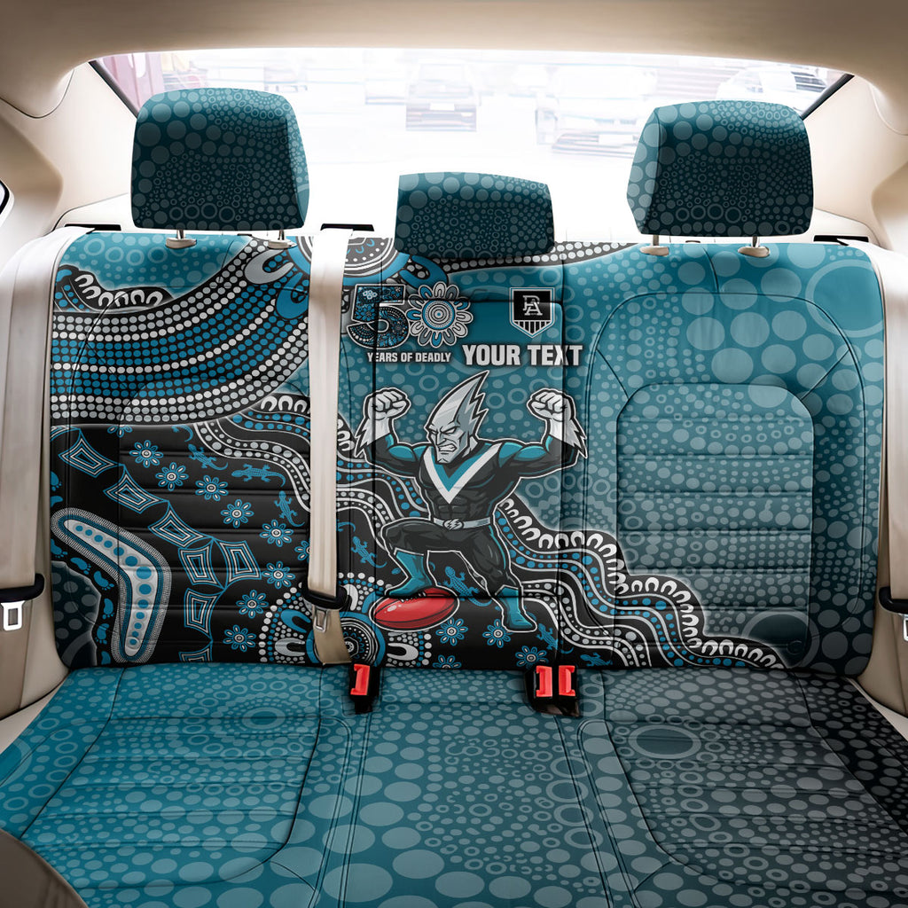 Personalized Port Adelaide Power Mascot Back Car Seat Cover Aboriginal Dot Art Style Vibrant Indigenous Pattern Design