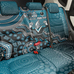Personalized Port Adelaide Power Mascot Back Car Seat Cover Aboriginal Dot Art Style Vibrant Indigenous Pattern Design