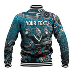 Personalized Port Adelaide Power Mascot Baseball Jacket Aboriginal Dot Art Style Vibrant Indigenous Pattern Design