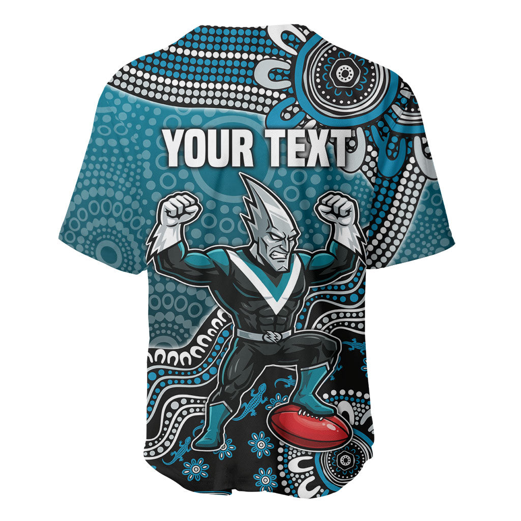 Personalized Port Adelaide Power Mascot Baseball Jersey Aboriginal Dot Art Style Vibrant Indigenous Pattern Design