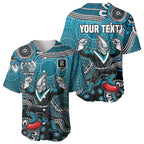 Personalized Port Adelaide Power Mascot Baseball Jersey Aboriginal Dot Art Style Vibrant Indigenous Pattern Design