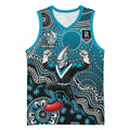 Personalized Port Adelaide Power Mascot Basketball Jersey Aboriginal Dot Art Style Vibrant Indigenous Pattern Design